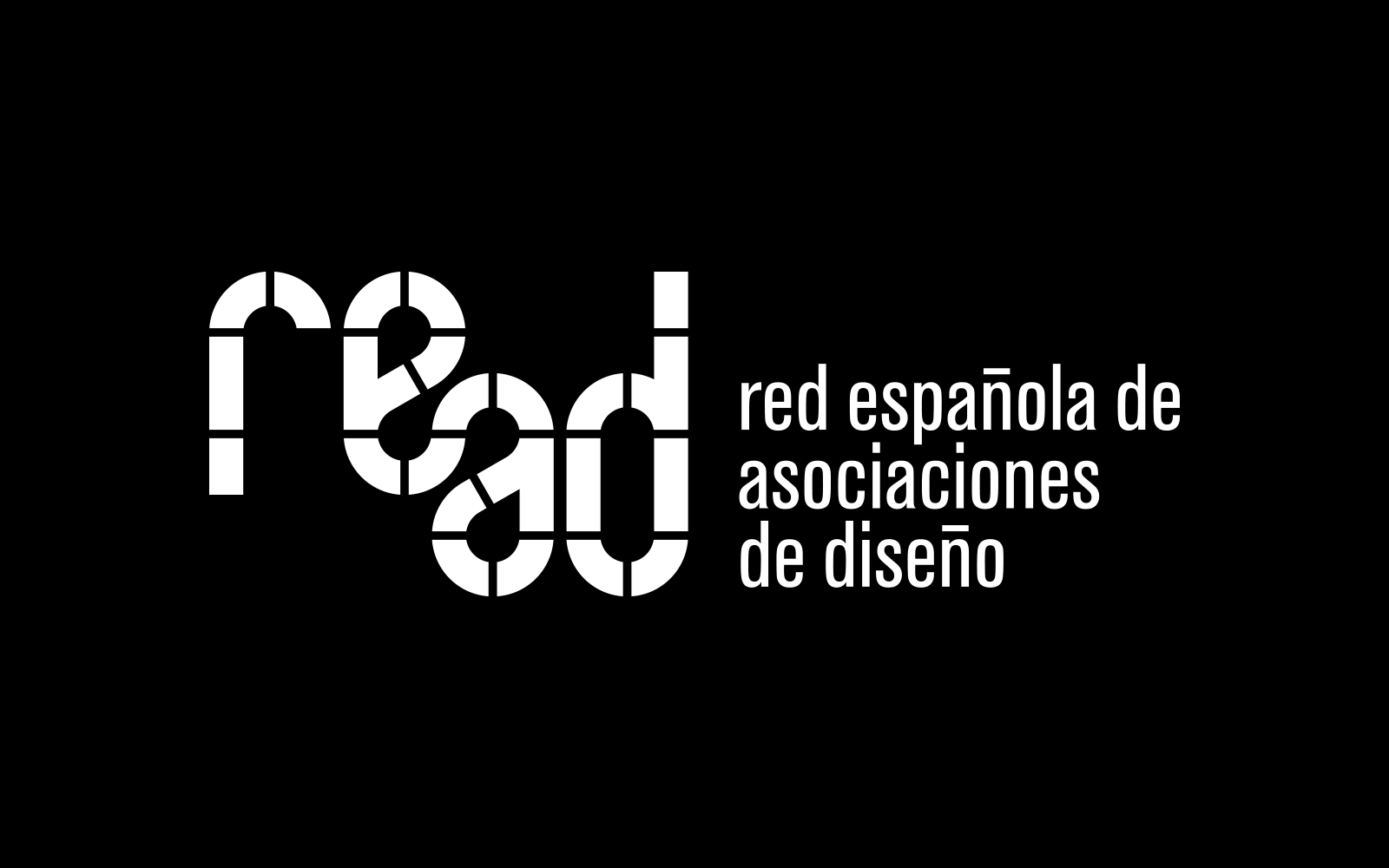 Versión en negativo del logotipo diseñado para la Red Española de Asociaciones de Diseño