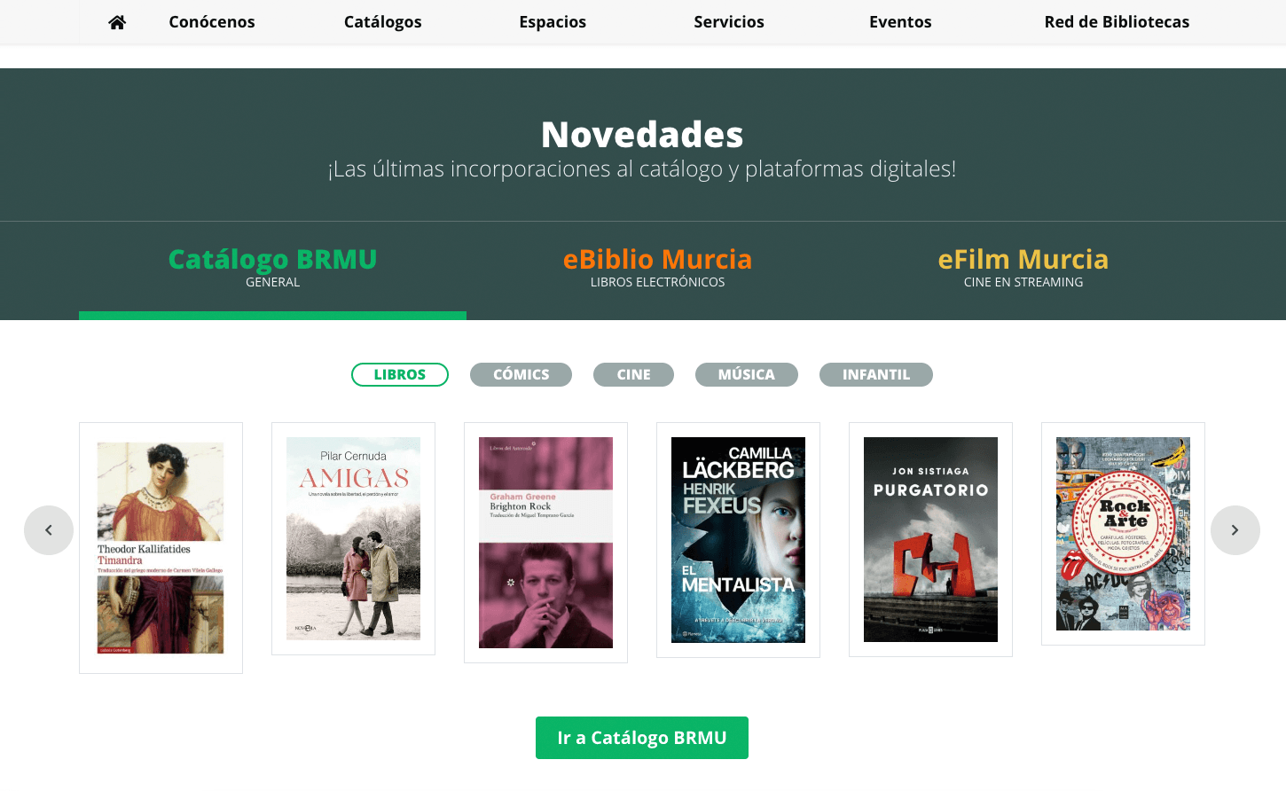 Diseño del Catálogo de la web de la Biblioteca Regional de Murcia