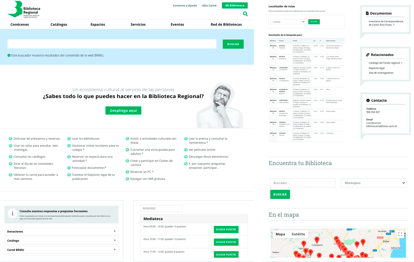 UX UI interfaces de la web Biblioteca Regional de Murcia