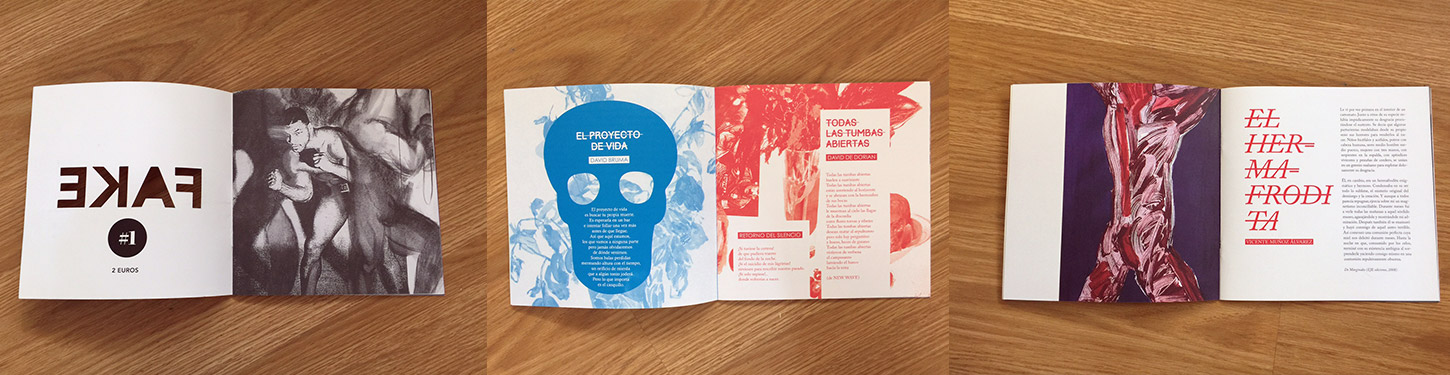 Diseño del interior de la revista de poesía Fake