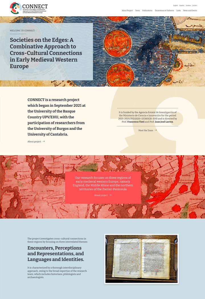 Diseño web. Página principal de grupo de investigación medievalista
