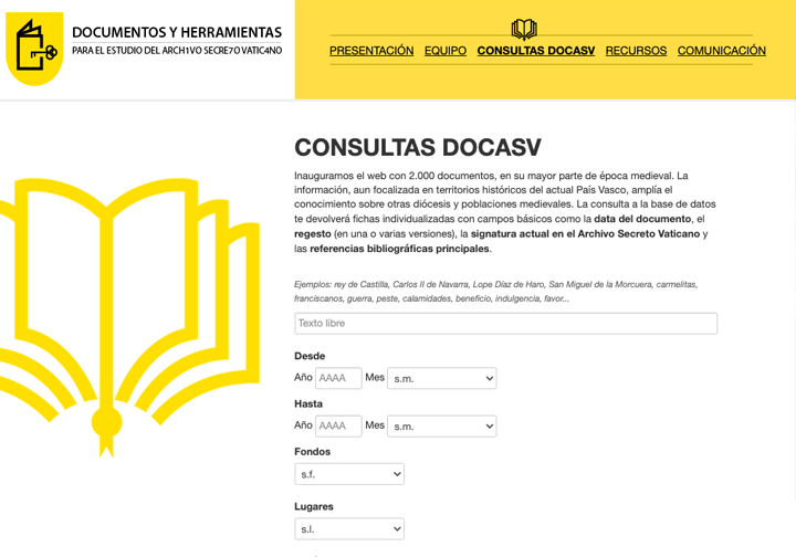 Consulta en base de datos para el proyecto DOCASV del CSIC