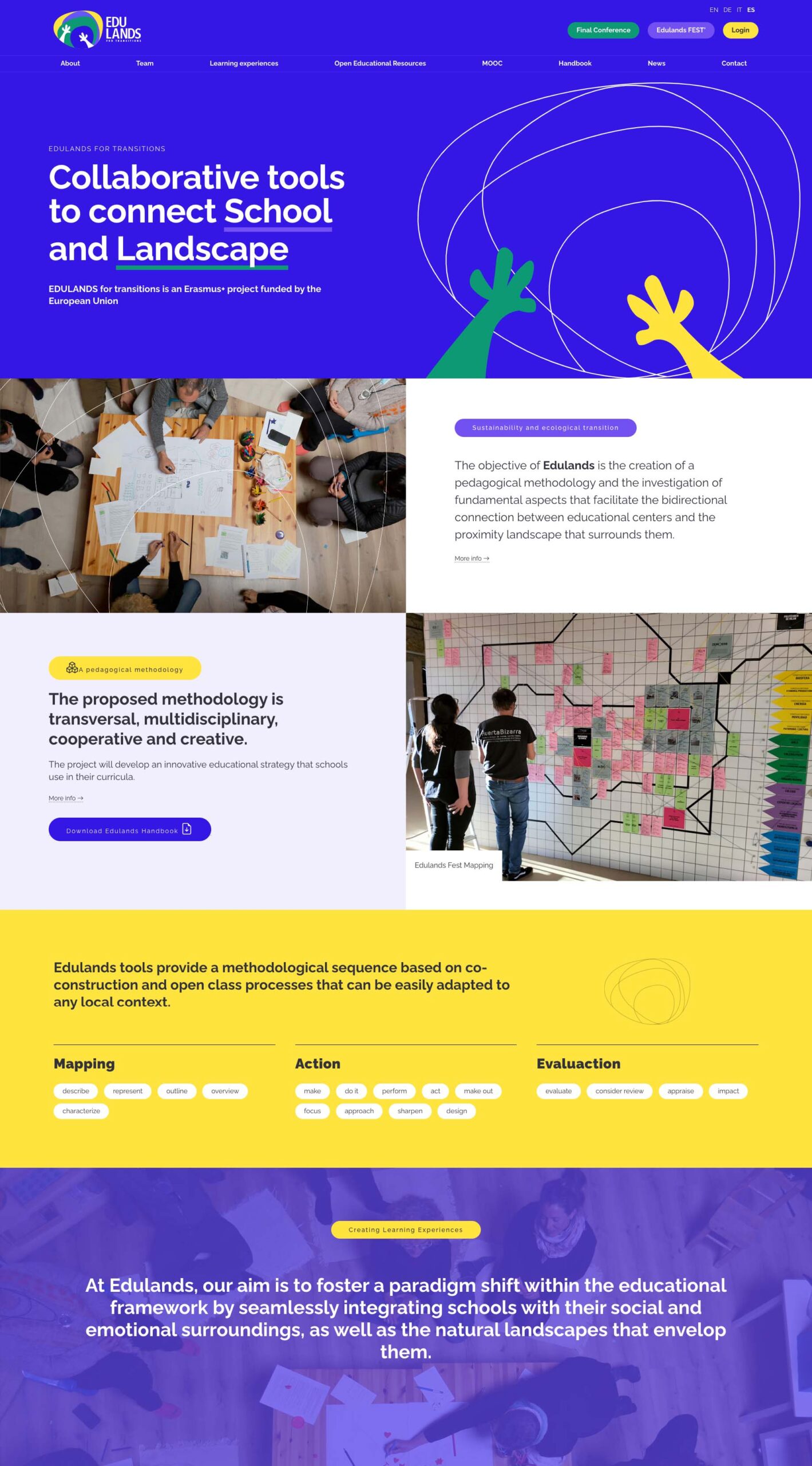 Diseño de página web principal del Proyecto Europeo Erasmus+ Edulands
