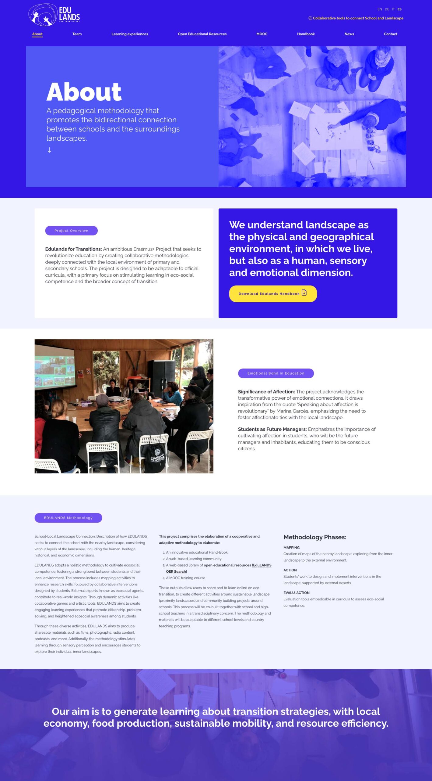 Diseño y desarrollo de página web interior del Proyecto Europeo Erasmus+ Edulands