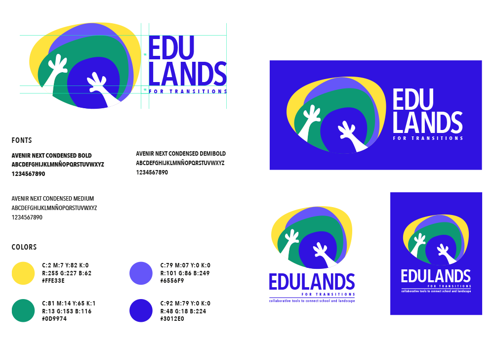Diseño visual para proyecto europeo erasmus+. Logotipo y variaciones