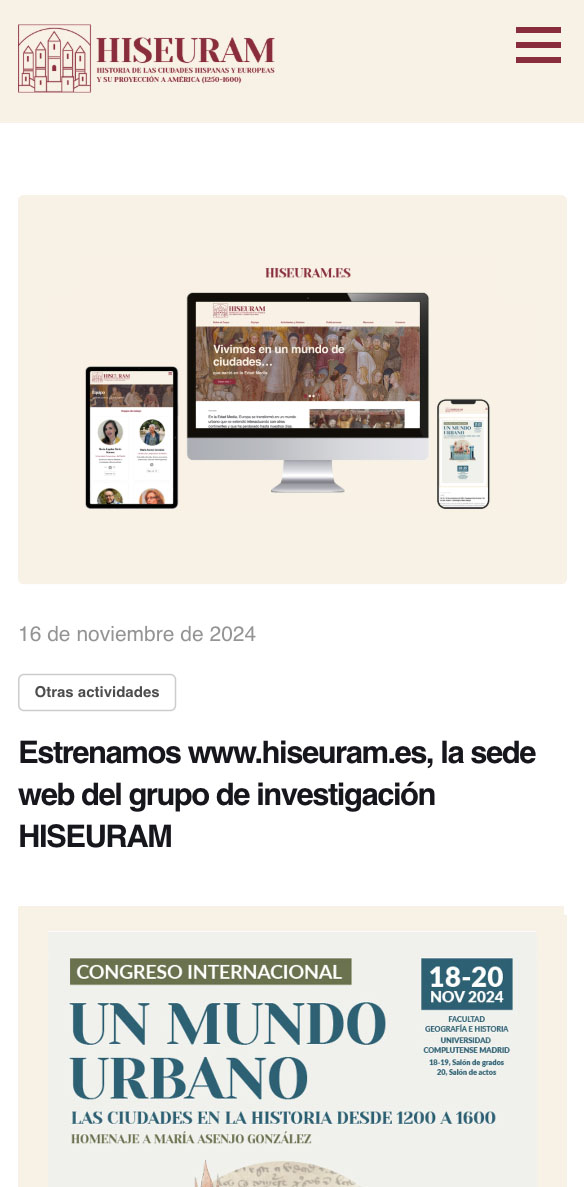 Diseño adaptado a dispositivos móviles. Grupo de investigación medieval Hiseuram, financiado por la Universidad Complutense de Madrid, Ministerio de Ciencia, Innovación y Universidades y Agencia Estatal de Investigación