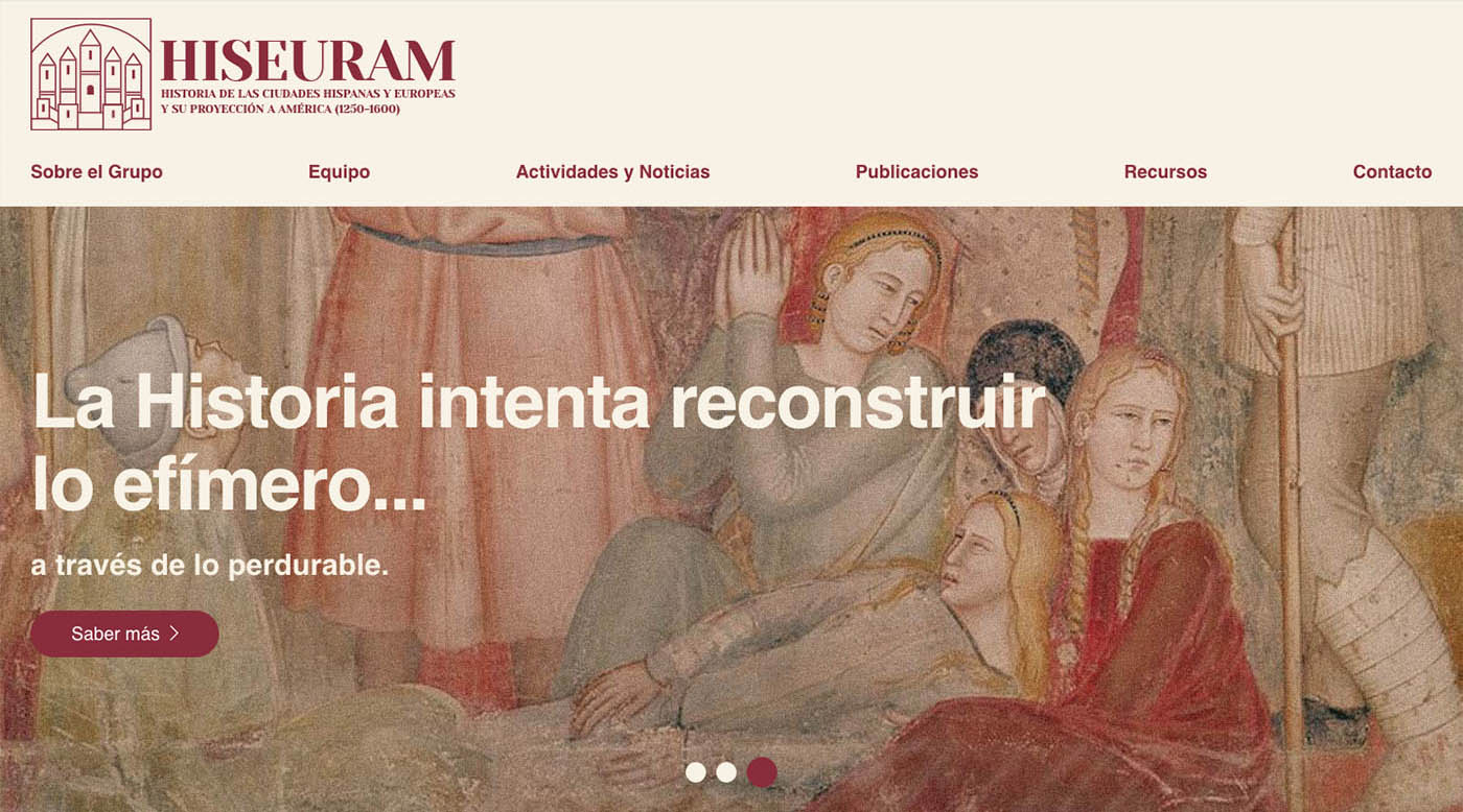 Diseño interfaces web. Página principal para grupo de investigación medieval