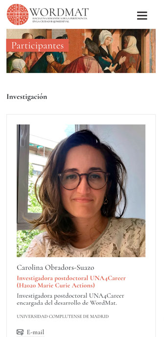 Diseño web responsive. Página de equipo para proyecto de investigación medieval financiado por la Universidad Complutense de Madrid